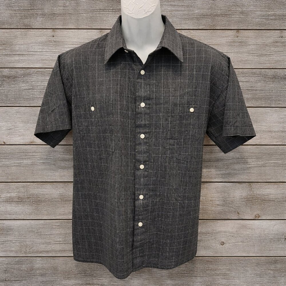 Pierre Cardin Short Sleeve Button Down Striped Collar Shirt, Size Large